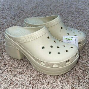 Crocs Siren Heeled Clogs Shoes Beige Unisex, Men’s 10/Women’s 12 (New)
